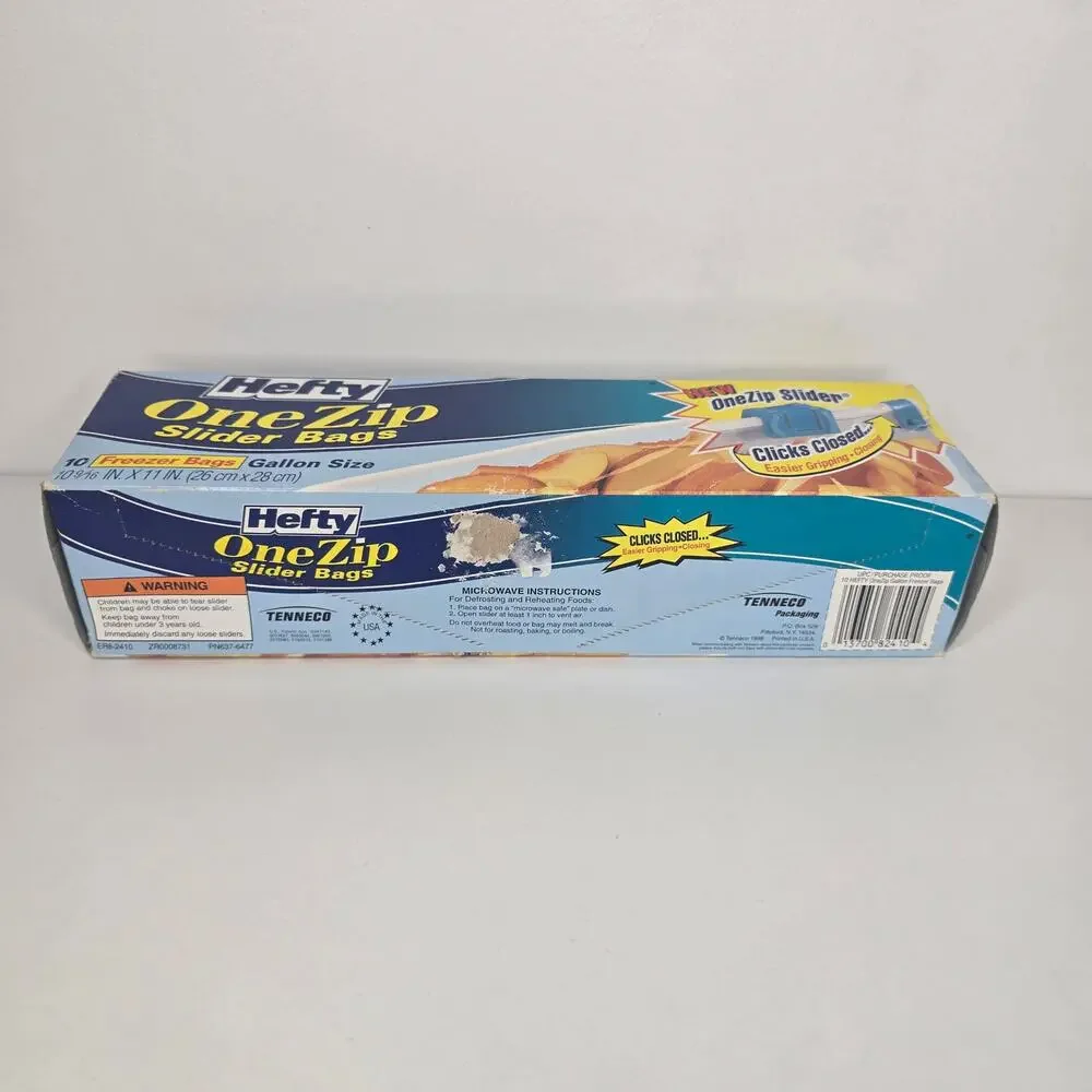 Vintage 1998 Hefty OneZip Slider‎ Freezer Bags – Collectible Packaging Srorage
